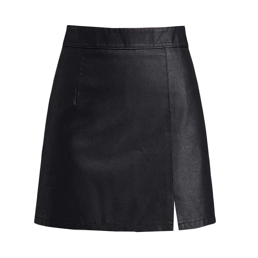 Aiertu  -  party look snspos 2025 Autumn Winter New Casual High Waist Slimming PU Leather Hip Skirt for Small Women Fashion Korean Style A-Line Skirts Aiertu