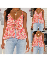 Aiertu  -  Women s Floral Print Spaghetti Strap Tank Top Sleeveless Camisole Casual Summer Fashion Streetwear Tops for Ladies Aiertu