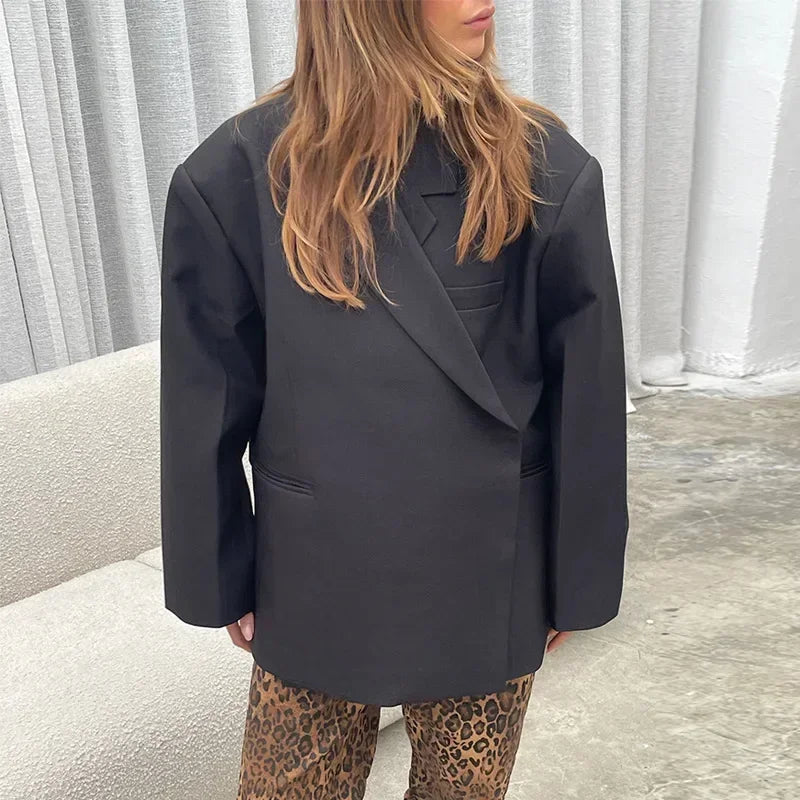 Aiertu  -  Casual Solid Oversize Blazer Coats Women Long Sleeve Pocket Button Jacket 2026 Autumn New Female High Street Tops Outwear Aiertu