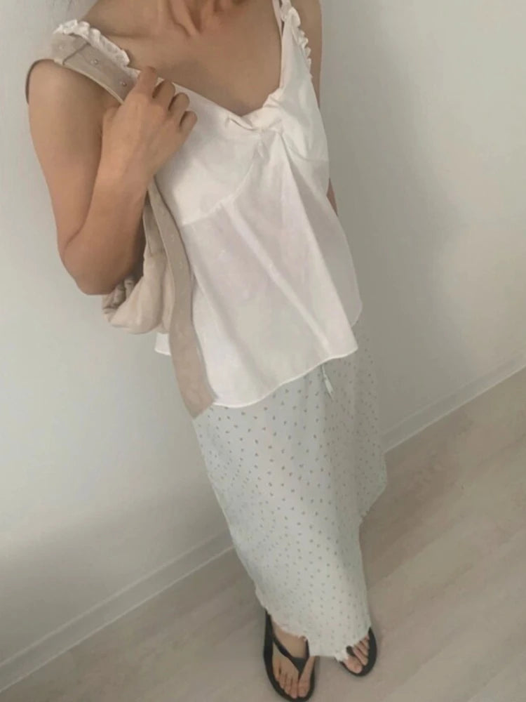 Aiertu  -  Summer Sweet Fake Two Pieces Women Skirts Vintage Elastic Waist Skirt Harajuku Y2k Aesthetic Patchwork Streetwear Printing Falda Aiertu