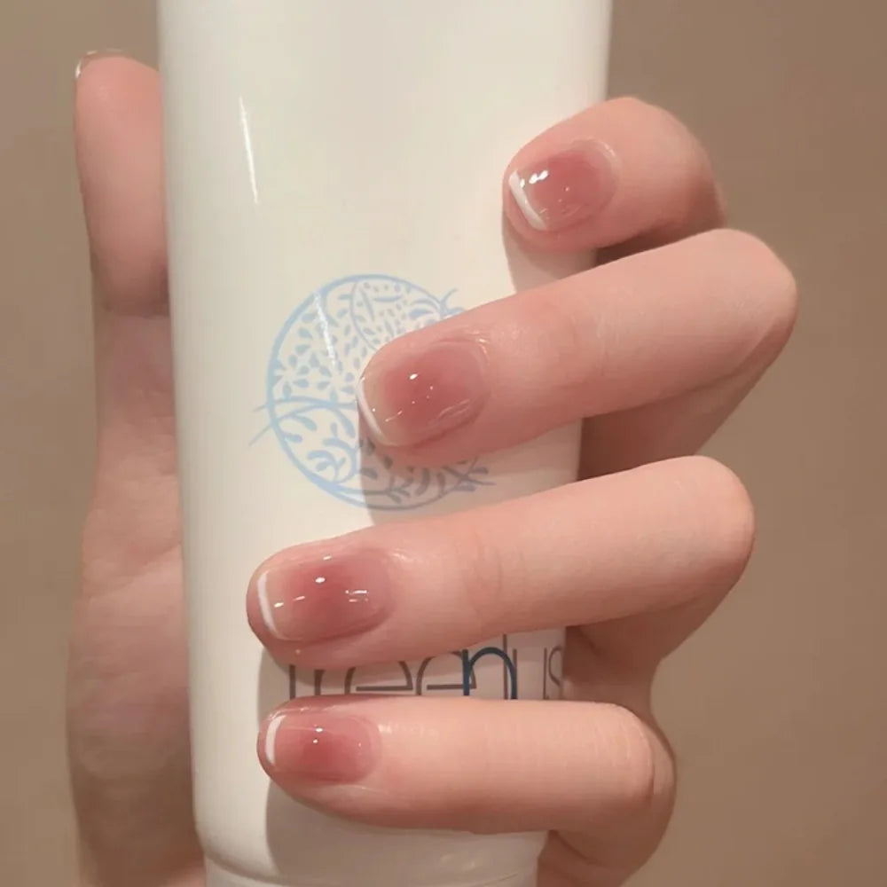 Aiertu  -  Fashion Wearable Manicure Fake Nails Gradients Bling French False Nails Glossy Full Cover Press On Nails for Women and Girls Aiertu