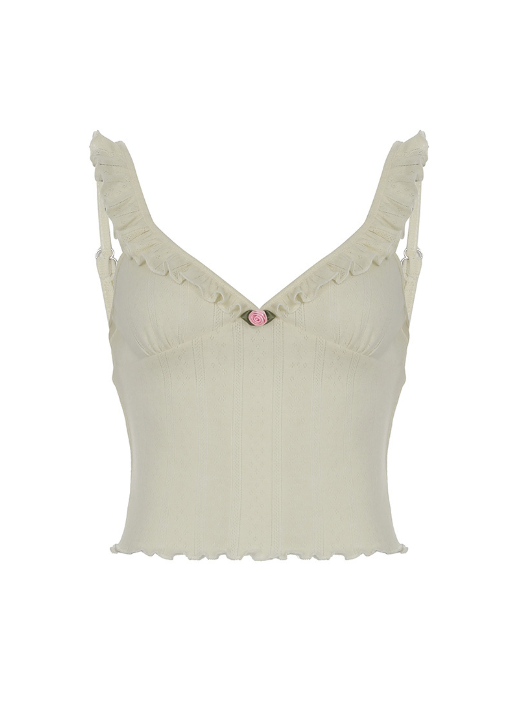 Aiertu  -Ethel Ruffle Trim Knit Crop Top aiertu