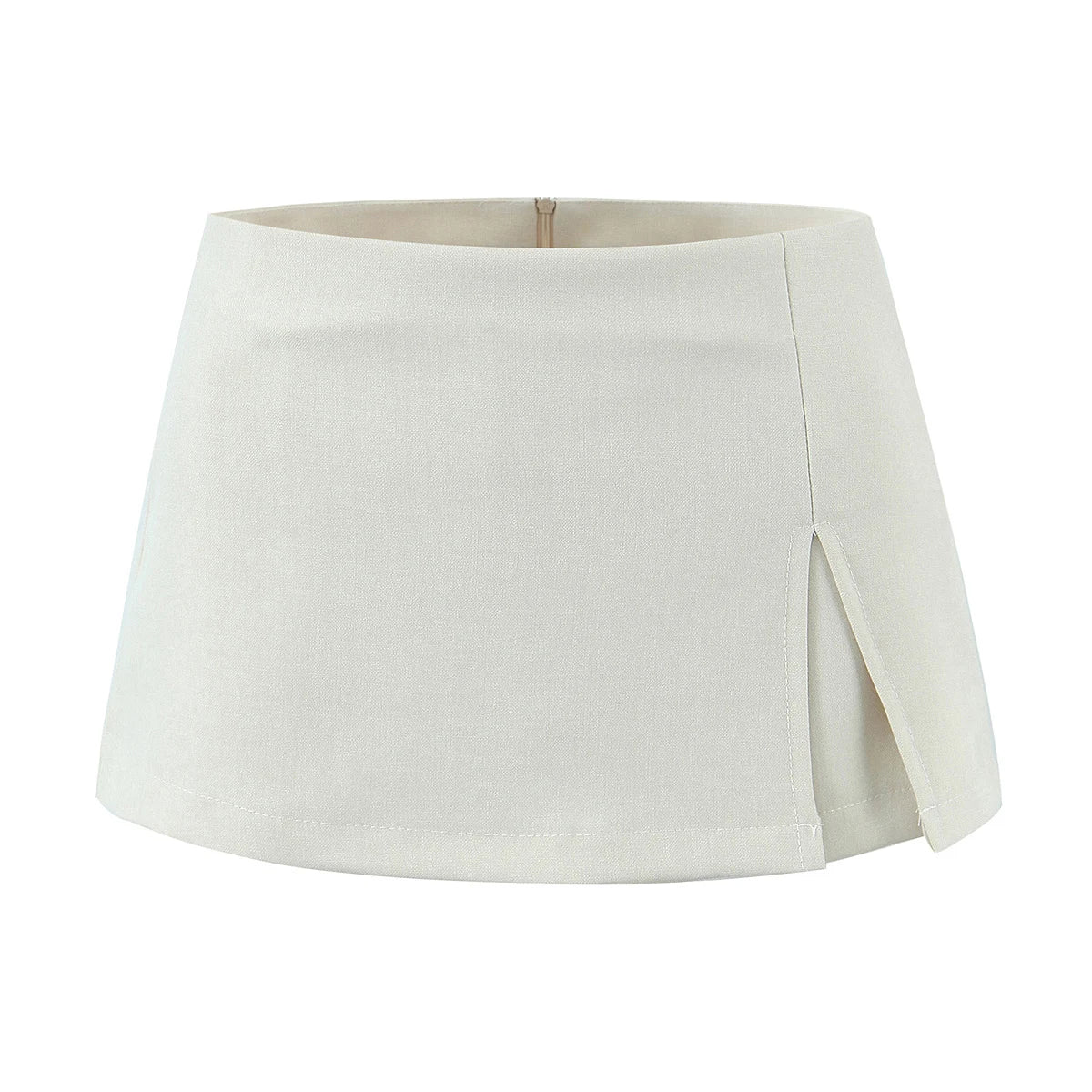 Aiertu  -  Women Slit Hem Low Waist Mini Skirt American Vintage All-match Package Hips Short Skirts Back Zipper With Shorts Underwear Aiertu