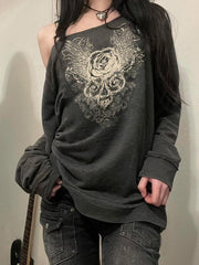 Aiertu  -Niche Design Vintage Rose Sweatshirts aiertu