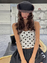 Aiertu  -  Puss Sweet 2-Piece Set Women Y2K Polka Dots Low-Neck Camisole Tops+Digital Clouds Puffy Skirt Hottie Sexy Matching Suits Aiertu