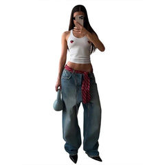 Aiertu  -  American Style Spring/summer New Women's Clothing Simple Casual Style Love Print U-neck Sleeveless Slim Fit Vest Top Aiertu