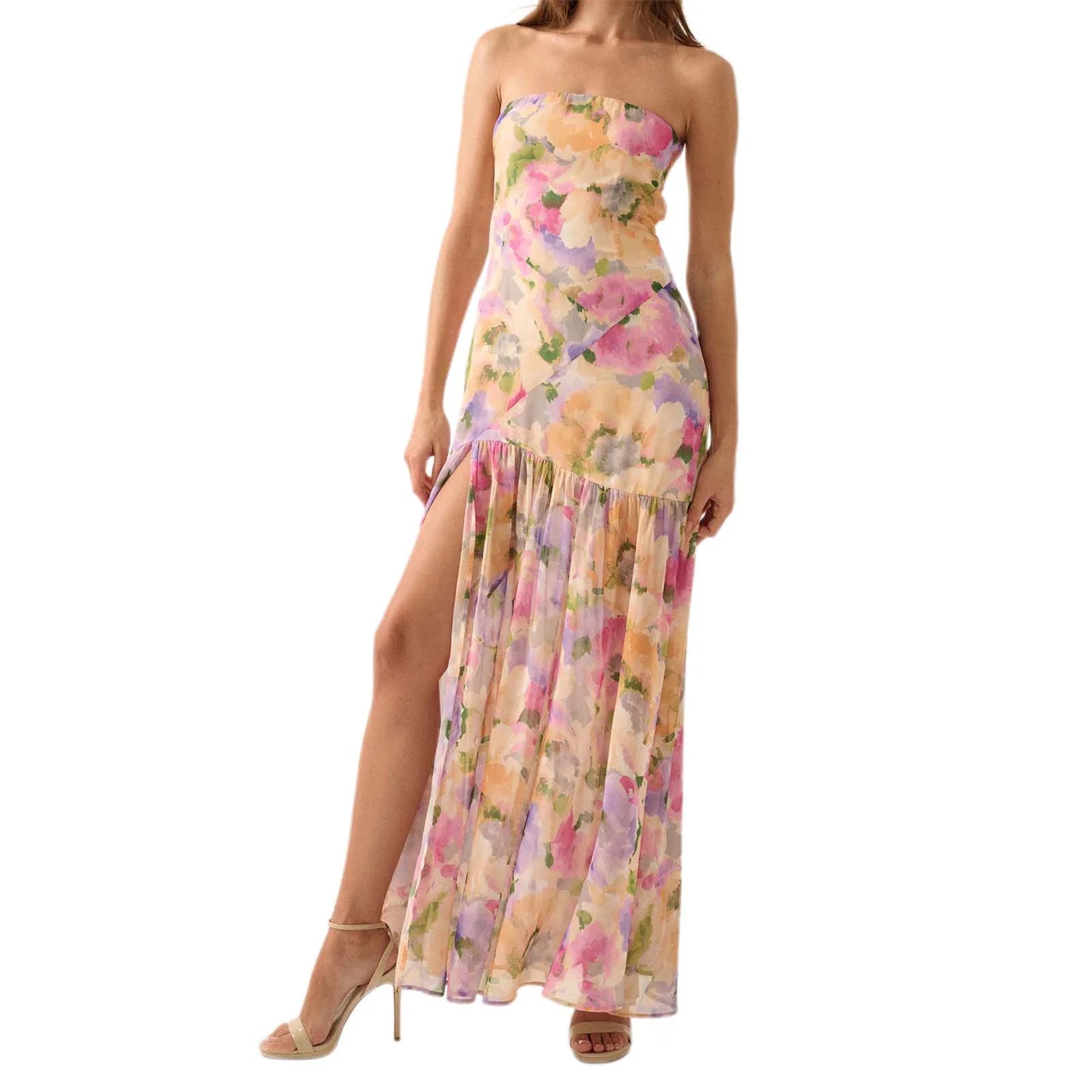 Aiertu  -  Women s Floral Print Off Shoulder Maxi Dress with Sleeveless Bandeau Top for Summer Beach Vacation Aiertu