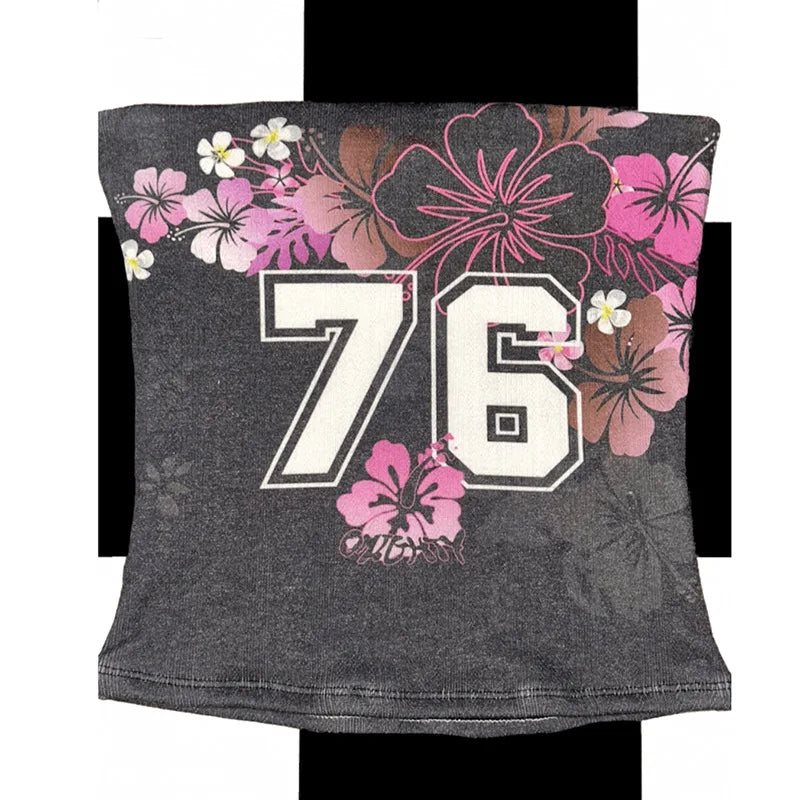 Aiertu  -  New INS European and American retro American Spice Girls Alphabet Flowers Street Music Festival Y2K Slim Sexy Top Tube Top Aiertu