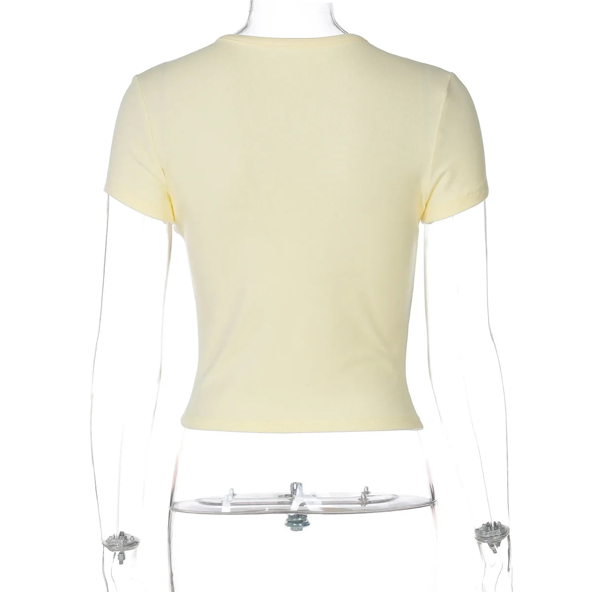 Aiertu  -  Y2K Light Yellow T-shirts for Women 2026 Summer O-neck Short Sleeve Letter Print Slim T Shirt Streetwear Girls Tees Crop Tops Aiertu