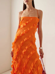 Aiertu  -  Elegant Pretty Women's Long Dresses 2026 Summer Autumn Strapless High Waist Backless Ruffles Bandage Formal Evening Party Dress Aiertu