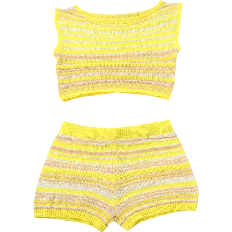 Aiertu  -  Sexy Summer Crochet Women 2 Piece Set Thin Beach Vacation Hollow Tank Tops+Shorts Stretch Matching Streetwear Outfits Aiertu