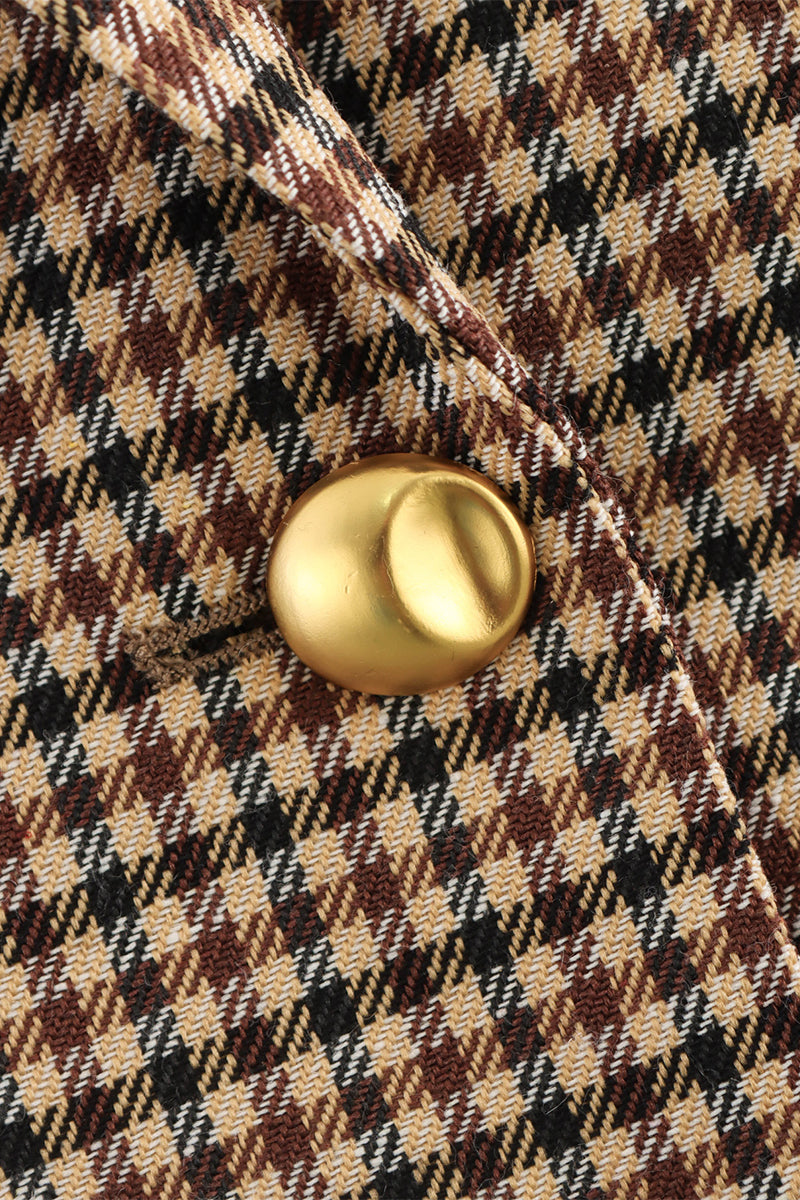 Aiertu  -Casual Plaid Buttons Patchwork Contrast Turn-back Collar Outerwear aiertu