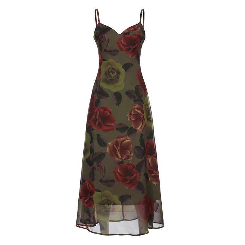 Aiertu - V Neck Floral Cami Maxi Dress Aiertu