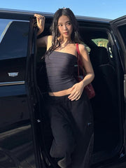 Aiertu  -   Hottie Classic Solid Tops Women High Elasticity Sleeveless Backless Simple Street Versatile Daily Summer Fashion Clothes Aiertu