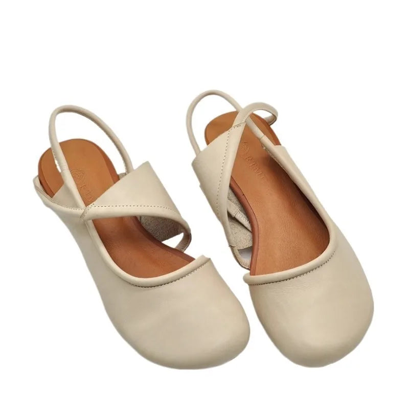 Aiertu  -  Heeled Sandals for Woman High Heels Shoes Slingback Summer Designer Slippers Chunky Pumps Soft Leather Sandalias De Mujer Aiertu