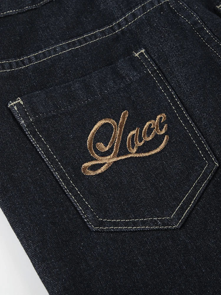 Aiertu  -  New Flare Jeans Women Vintage Low Waisted Embroidery Trousers Aesthetic Streetwear Casual Cargo Pants 2025 Women's Clothing Aiertu