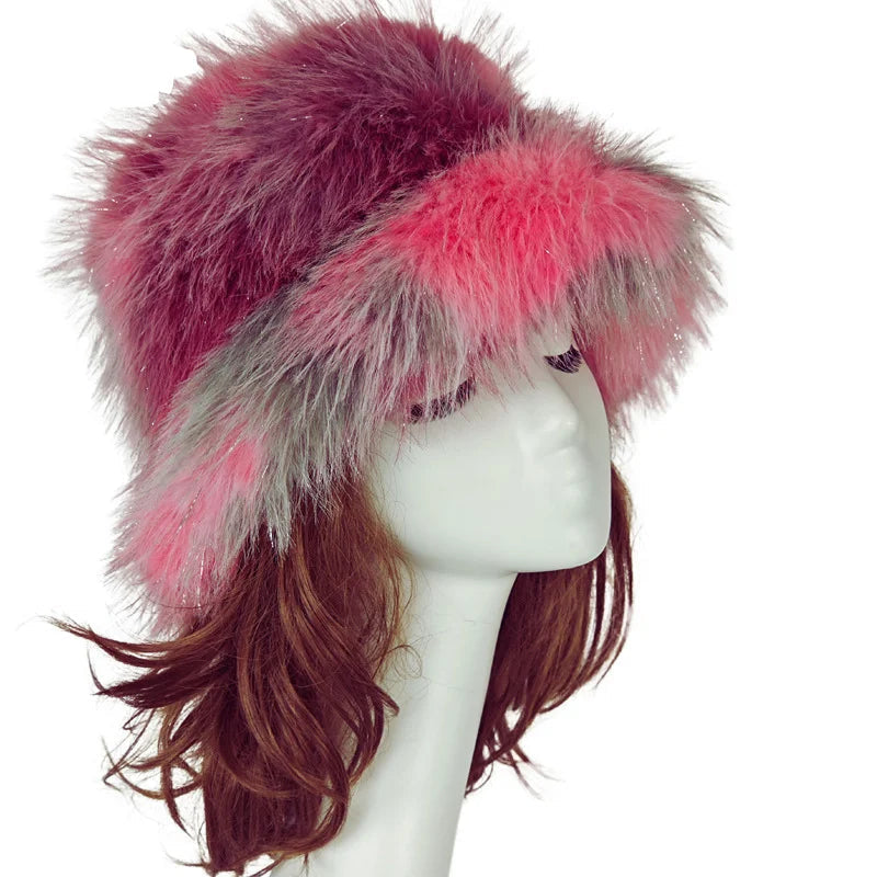 Aiertu  -  New Autumn and Winter Plush Imitation Fox Fur Basin Hat Ski Hat Fisherman Hat Warm Fur Furry Imitation Fur Women's Hat Aiertu