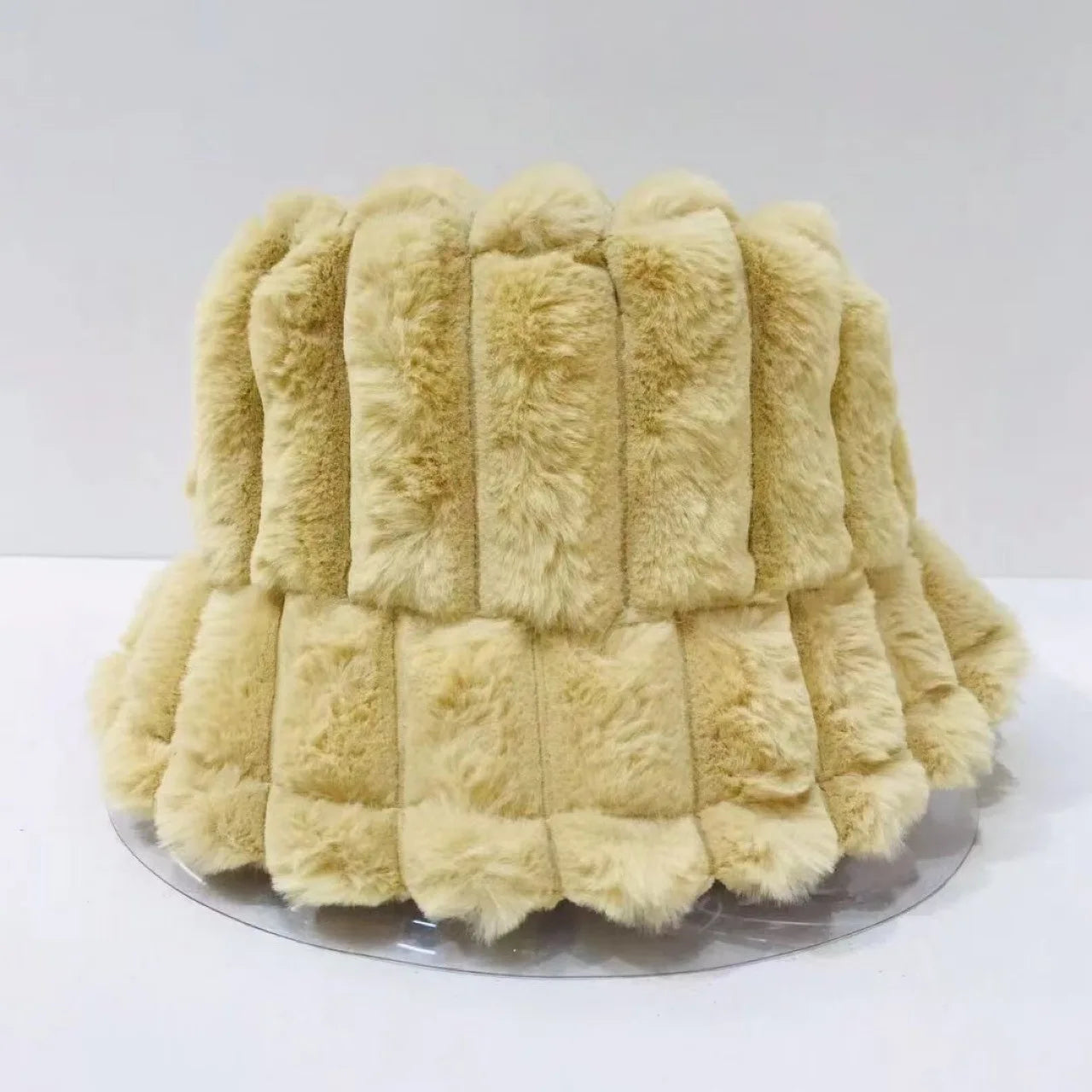 Aiertu  -  Autumn/Winter New Mixed Color Plush Lampholder Fisherman Hat Women's Korean Designer Wide Plush Bucket Hat Aiertu