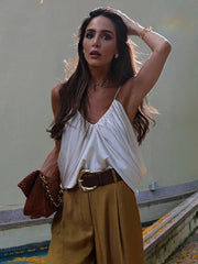 Aiertu  -  Y2k Satin Pleated Cropped Vest For Women Summer Elegant Irregular Hem Suspender Tops Female Street Backless Sleeveless Chic Tank Aiertu
