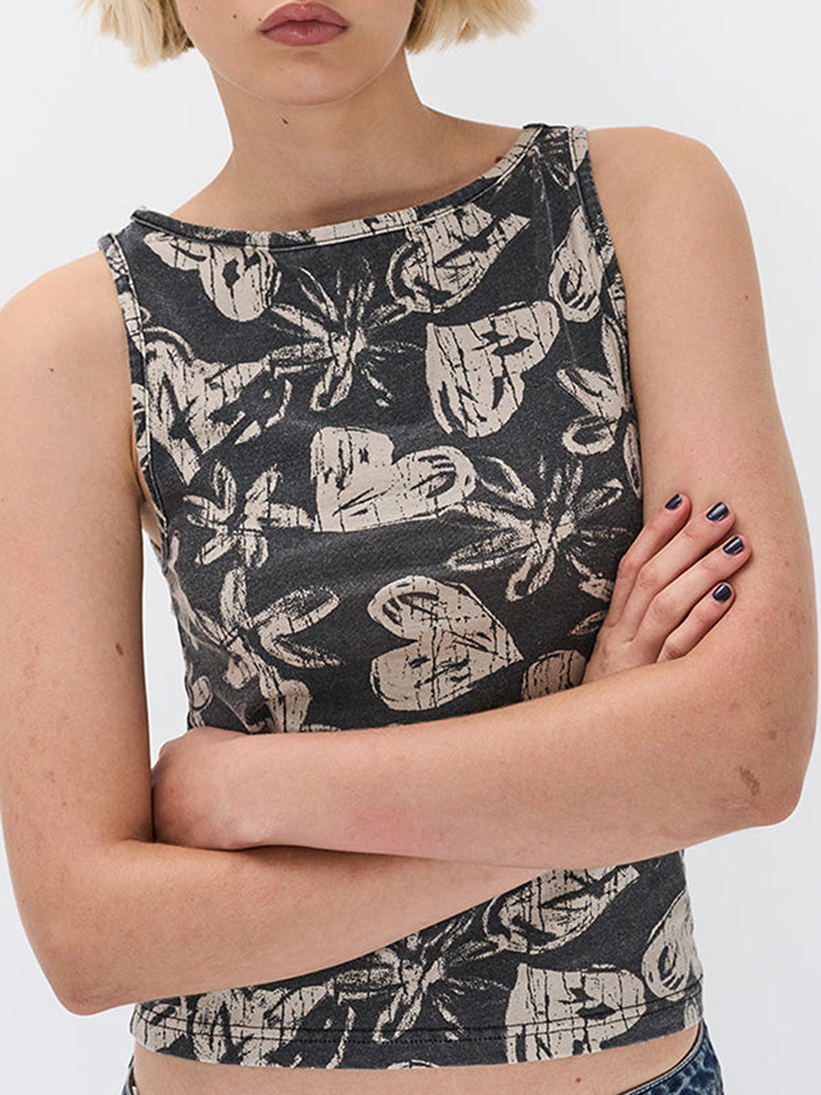Aiertu  -  Y2k Print Tank Top for Women Sleeveless Aesthetic Camisole Graphic Baby Tees Slim Fitted Strappy Shirts Aiertu
