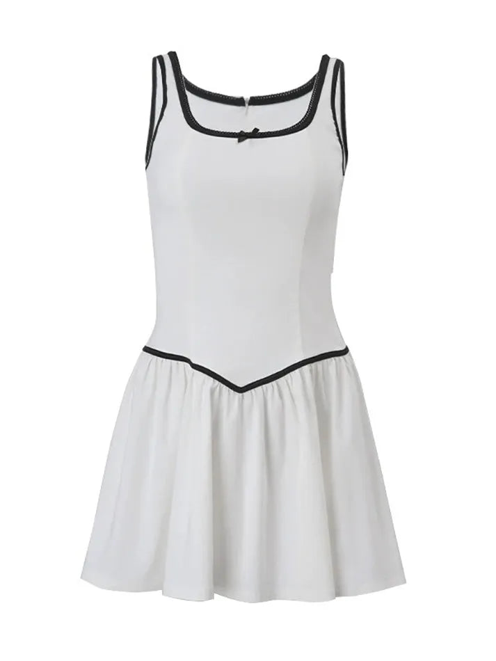 Aiertu  -Contrast Square Neck Slim Fit Mini Dress aiertu