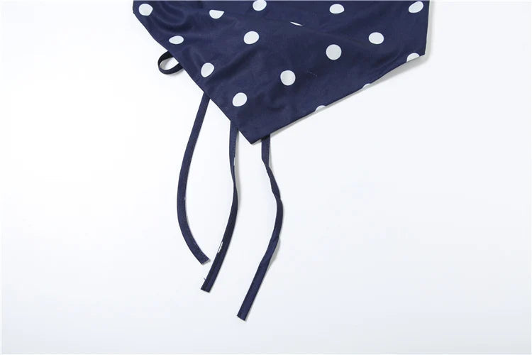 Aiertu  -  Sexy Polka Dot Print 2-Piece Set Women Halter Bandage Halter Backless Sleeveless Mini Tops+Straight Skirt Matching Suit Aiertu