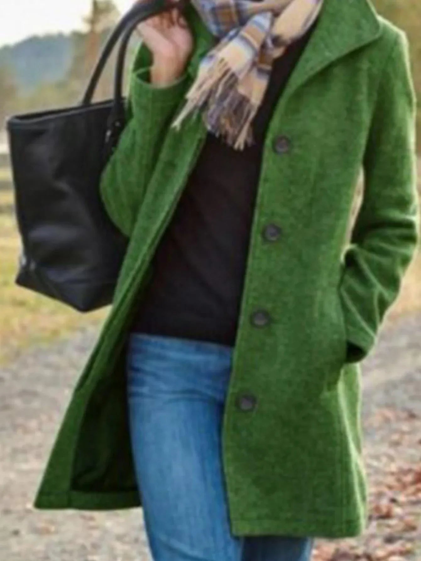 Aiertu  -  Women's Autumn and Winter New Women's Clothing European and American Retro Medium and Long Solid Color Woolen Coat Aiertu