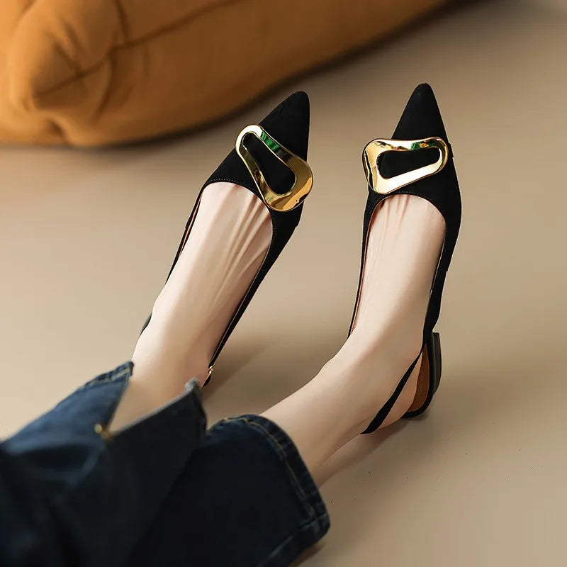Aiertu  -    Suede Women Shoes Fashion Pointed Toe Sandals 2025 New Slingback Designer Dress Slippers Casual Slides Chaussure Femme Aiertu