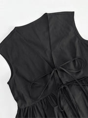 Aiertu  -  Black Elegant Summer Suits For Women New V Neck Lace-up Sleeveless Tank Top+Ruffle Trouser Fashion Casual Pants Sets 2 Piece Set Aiertu