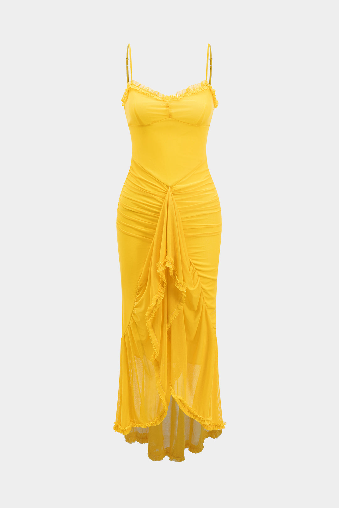 Aiertu  -  Mesh Slip Ruffle Maxi Dress Aiertu