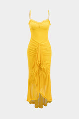 Aiertu  -  Mesh Slip Ruffle Maxi Dress Aiertu
