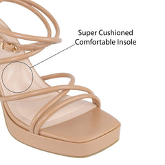 Aiertu  Taurus - Square Toe Ankle Strap Block Heels, Cushioned Comfortable Insole, Stylish Party Heels, Elegant Night Out Footwear for Women Aiertu
