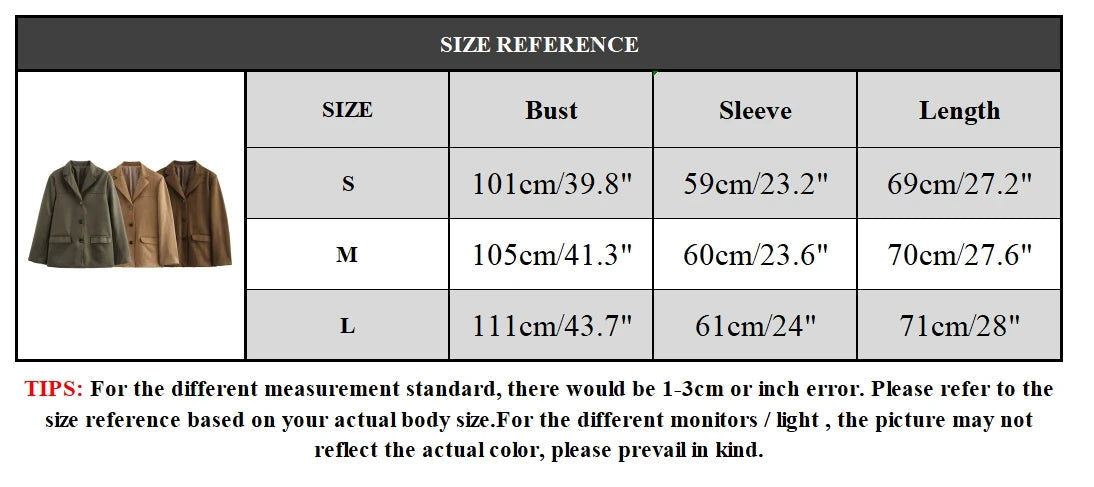 Aiertu  -  Women Fashion With Pockets Solid Single Breasted Blazer Vintage Notched Neck Long Sleeves Female Chic Lady Outfits Aiertu