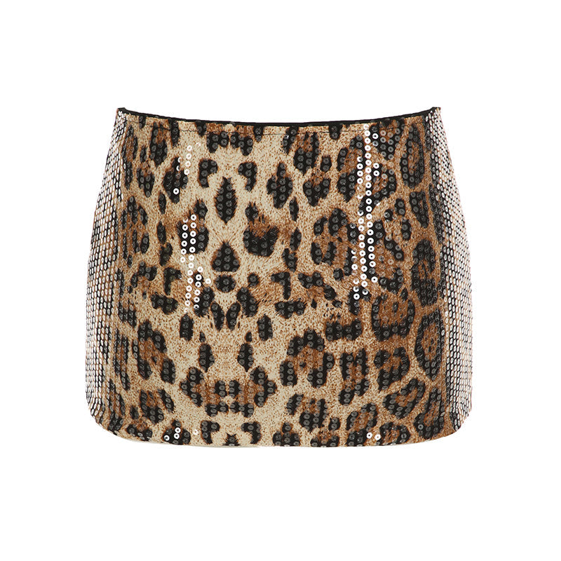 Aiertu - summer inspo Fashion Leopard Sequined Women Slim Sexy Mini Skirts Hotsweet Gyaru A-Line Skirts Trendy Streetwear Clothes Aiertu