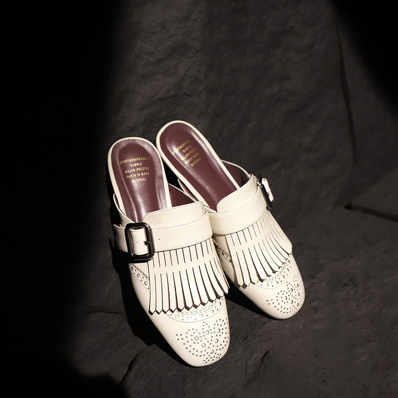 Aiertu  New Genuine Leather Tassels Loafers Woman Round Toe Slip-on Casual Shoes Spring Summer Shoes Outdoors Walk Shoes Woman Aiertu