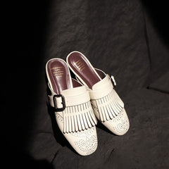 Aiertu  New Genuine Leather Tassels Loafers Woman Round Toe Slip-on Casual Shoes Spring Summer Shoes Outdoors Walk Shoes Woman Aiertu