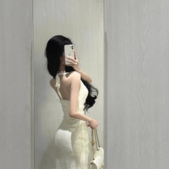 Aiertu  -  Fashion Luxury Shinny Sequin Halter Pleated Dresses High Street Harajuku Solid Sexy Elegant Women Clothing Y2k Aesthetic Dresses Aiertu