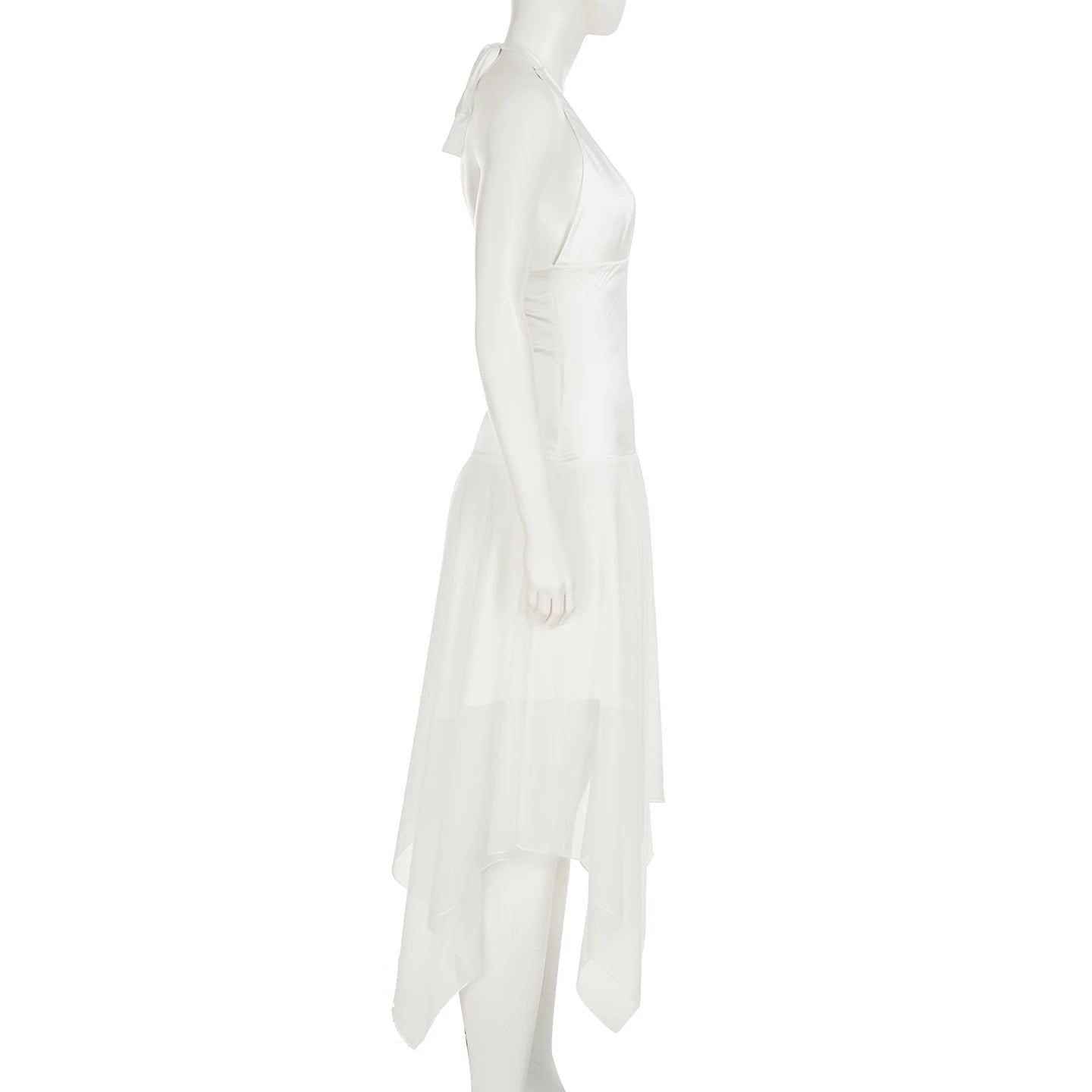 Aiertu  -  Elegant White A-line Dress Summer Sleeveless Deep V-neck Solid Sexy Dresses for Women y2k Holiday Outfits Ladies Casual Aiertu