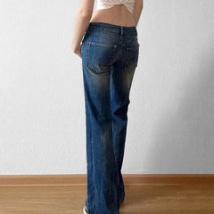 Aiertu  -  Y2K Blue Straight Jeans Korean Fashion Street Style Denim Pants Basic Casual Harajuku Slim Fit Trousers Spring Outfit Aiertu