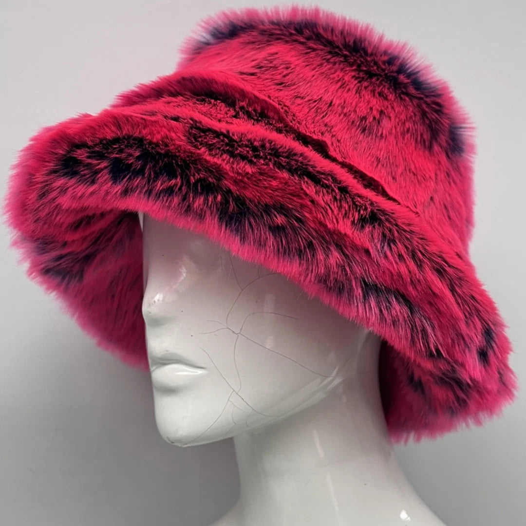 Aiertu  -  Winter 58-60cm XL Faux Fur Bucket Hat For Women Outdoor Warm Luxury Oversize Fisherman Hat Girl Trendy Party Long Fur Panama Cap Aiertu