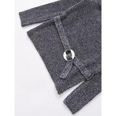 Aiertu  -  High Street Women Sexy Off Shoulder Knit Sweater Long Sleeve With Belt Slim Gray Pullover Female Autumn Winter Knitwear Aiertu