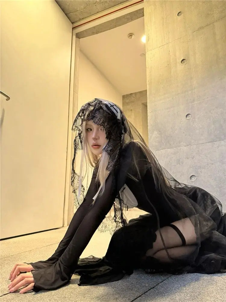Aiertu  -  Sexy Japanese Constrast Color Big Square Collar Dress Sweet Bow Appliques Y2k Aesthetic Streetwear Clothing High Split Dresses Aiertu