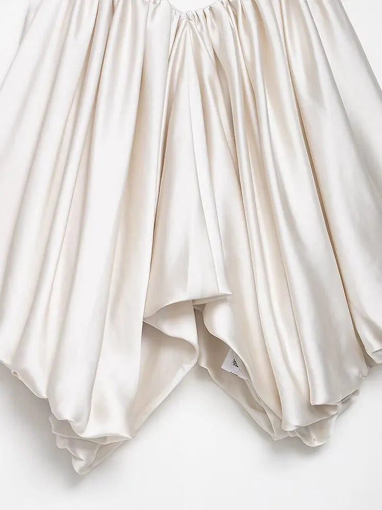 Aiertu  -  Y2k Satin Pleated Cropped Vest For Women Summer Elegant Irregular Hem Suspender Tops Female Street Backless Sleeveless Chic Tank Aiertu
