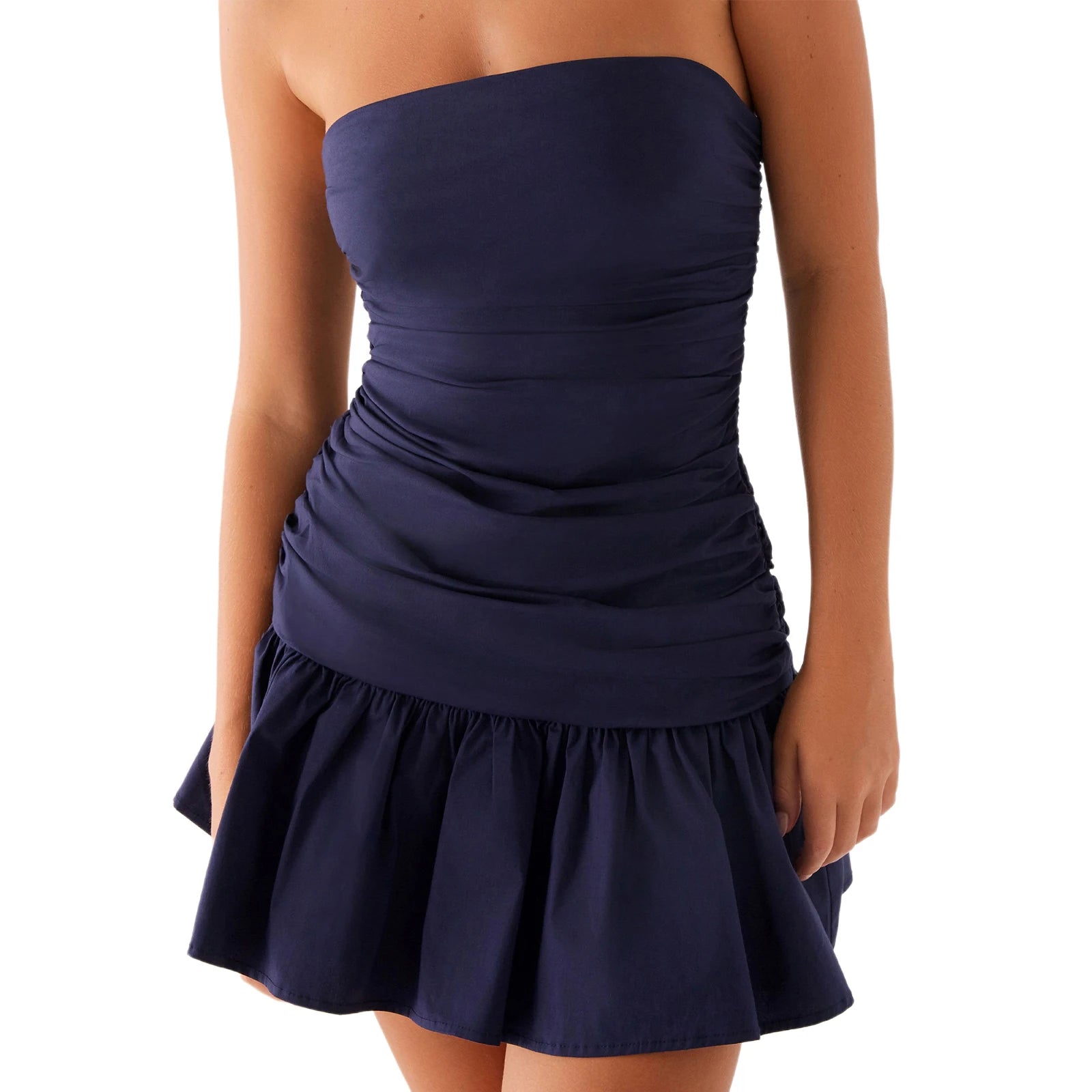 Aiertu  -  Chic 2026 Ruched Tube Top Dress Women Strapless Sleeveless Slim Fit Flare Mini Dress Summer Clubbing Dress Aiertu
