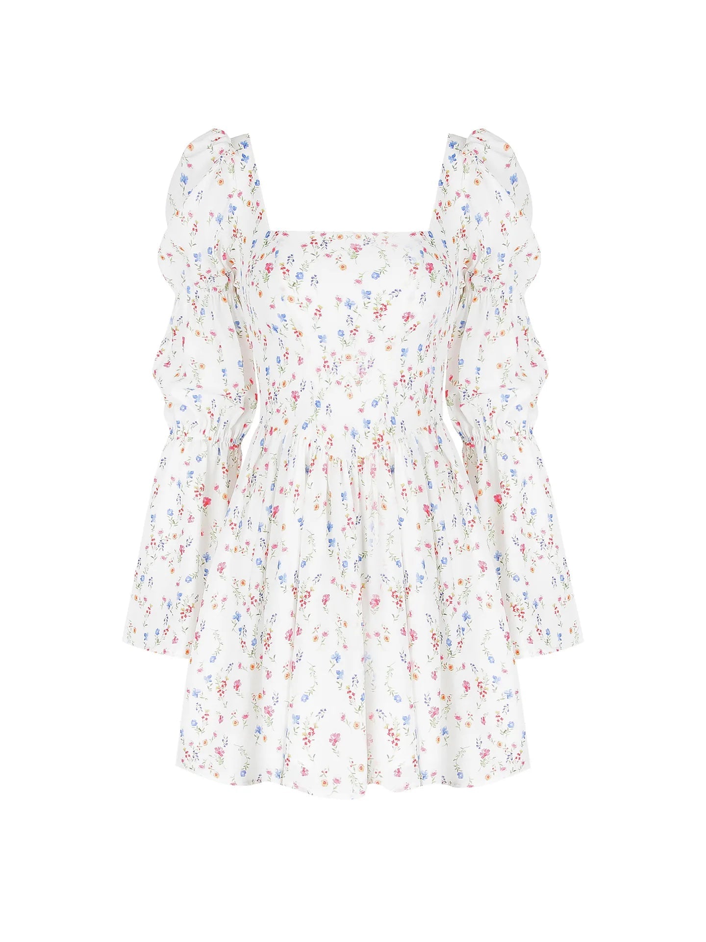 Aiertu  -  Summer Holiday Dress 2026 Square Neck Lantern Sleeve Chiffon Dress Casual Birthday Party Dresses Women's Clothing Aiertu