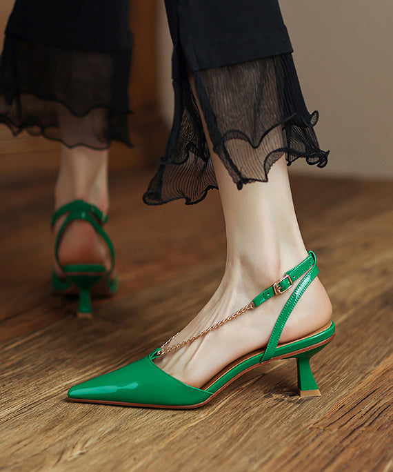 Aiertu  Unique Splicing High Heel Sandals Orange Sheepskin Pointed Toe Aiertu