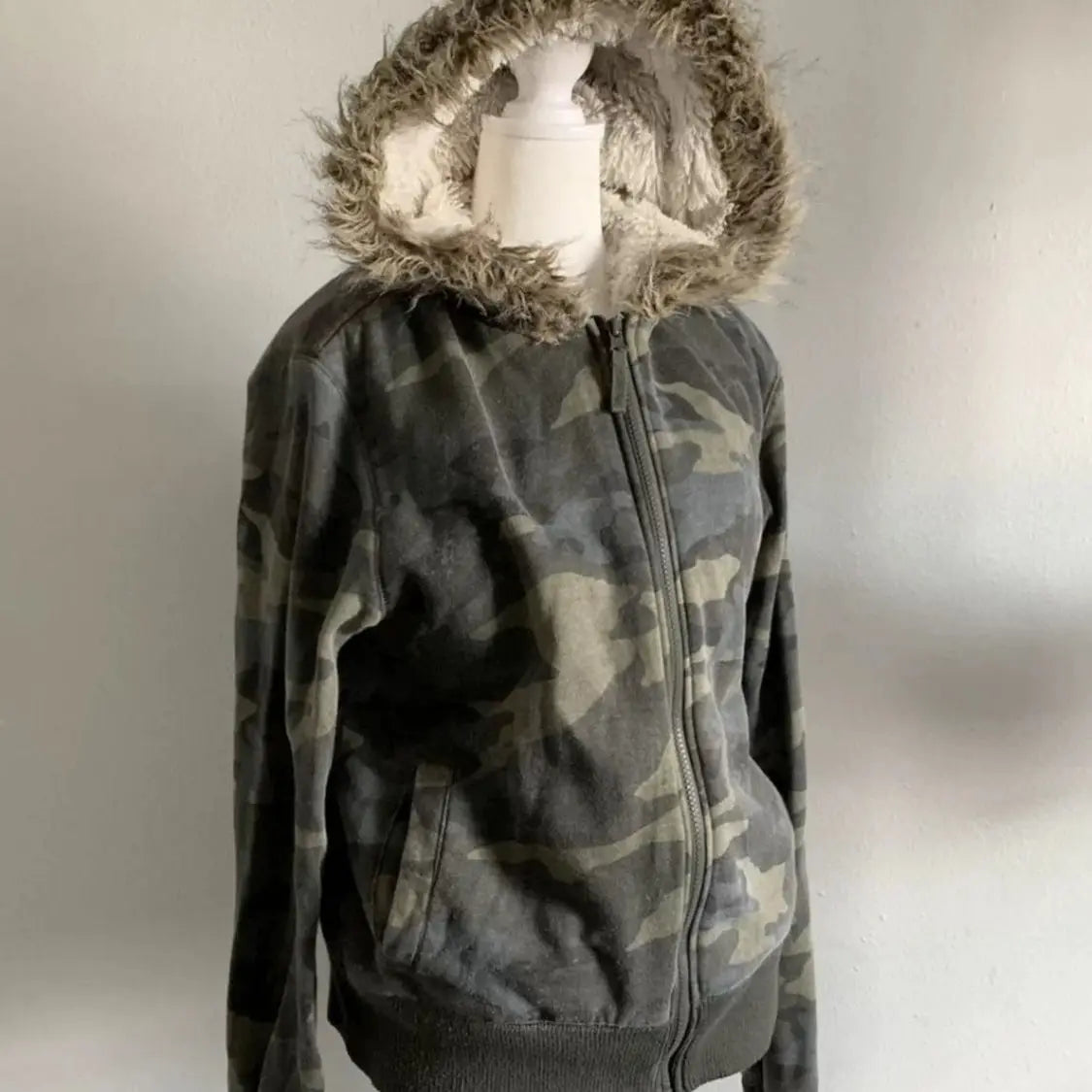 Aiertu  -  Harajuku Casual Fur Patchwork Hooded Hoodies Women Y2k Aesthetic Camouflage Streetwear Hoody Grunge Zippers Slim Fit Sweatshirts Aiertu