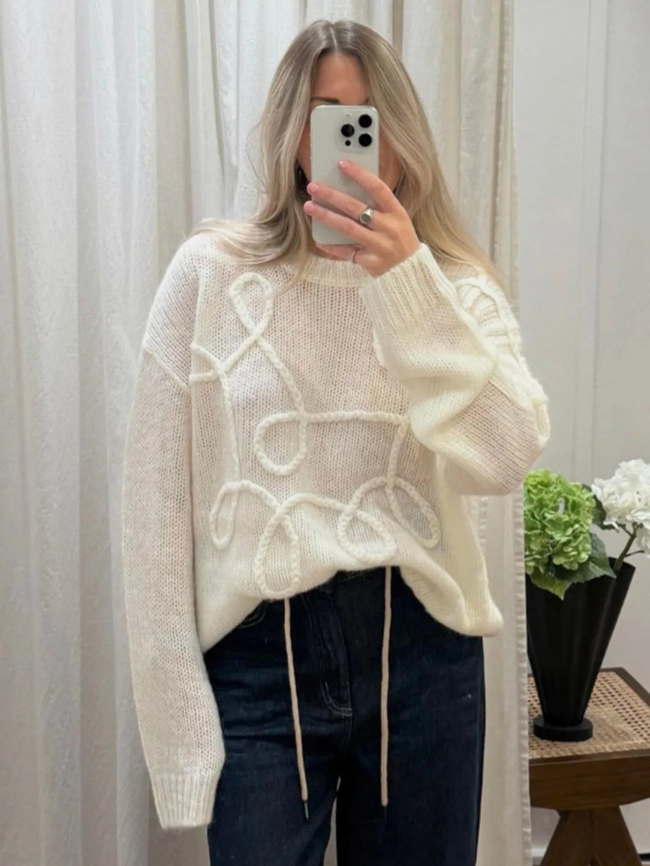 Aiertu  -  Fashion Winter Knitted Pullover Sweaters Tops Christmas Casual Loose Round Neck Long Sleeve Top Outfits Streetwear Aiertu