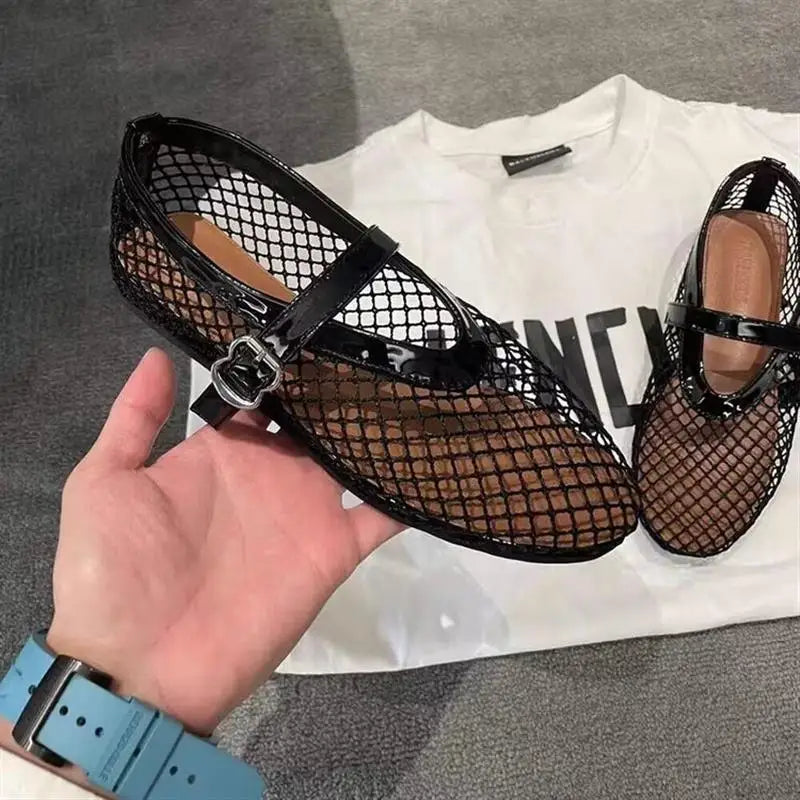 Aiertu  -  Summer Hollow Out Flat Mary Jane Shoes Women Comfort Soft Sole Slip On Ladies Outdoors Party Dress Shoes Aiertu