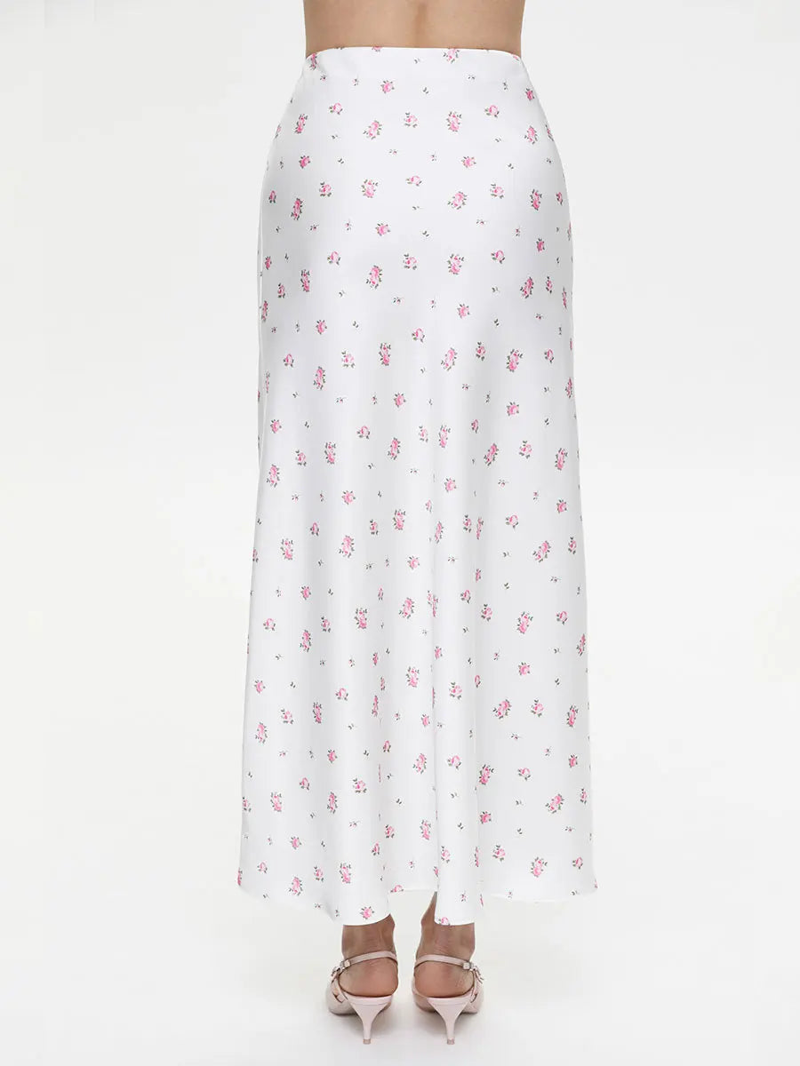 Aiertu  -  Women's Printed Skirt Fashion Fragmented Flower Colored Ding Printed Long Skirt Hanging High Waist Long A-line Skirt Aiertu